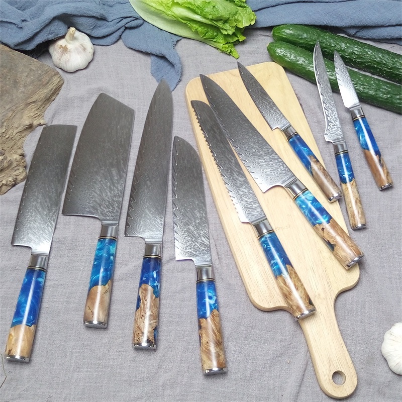 Damaaskuse kööginugade komplekt - 9 tk / Sinine