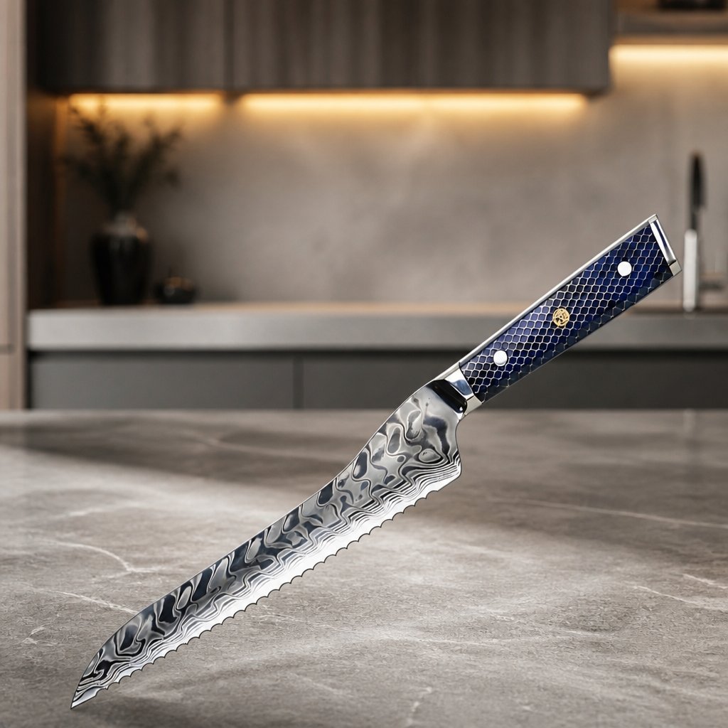 Damaaskterasest kööginuga YU-37415 - Leib / Sinine